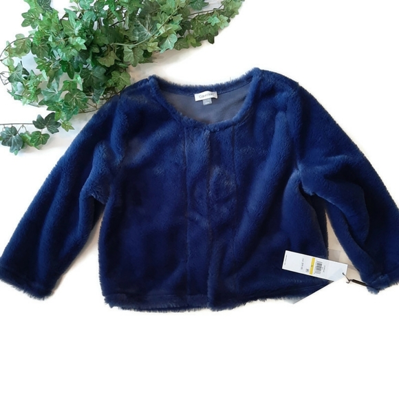 Calvin Klein Jackets & Blazers - NWT CALVIN KLEIN Teddy Bear furry soft navy shrug